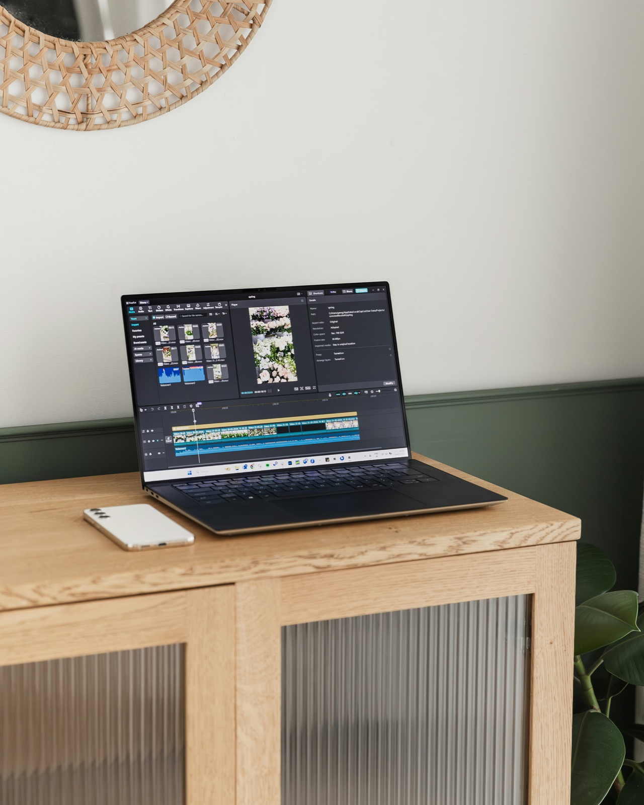 A vertical video project open in editing software